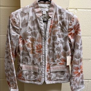 Coldwater Creek Women's Floral Blazer - Brown and Orange